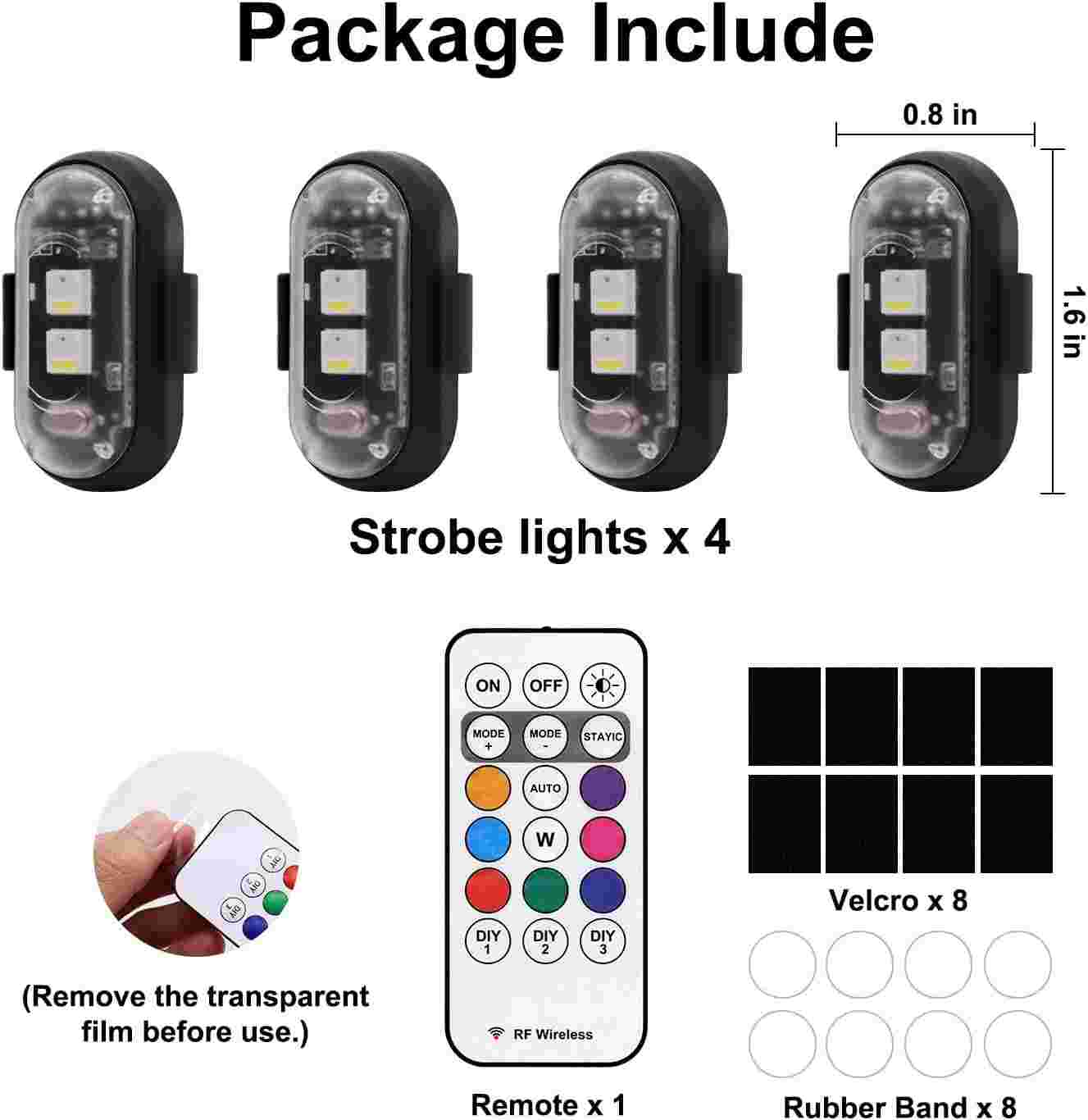 Universal Wireless Remote Control RGB LED Aircraft Strobe Lights