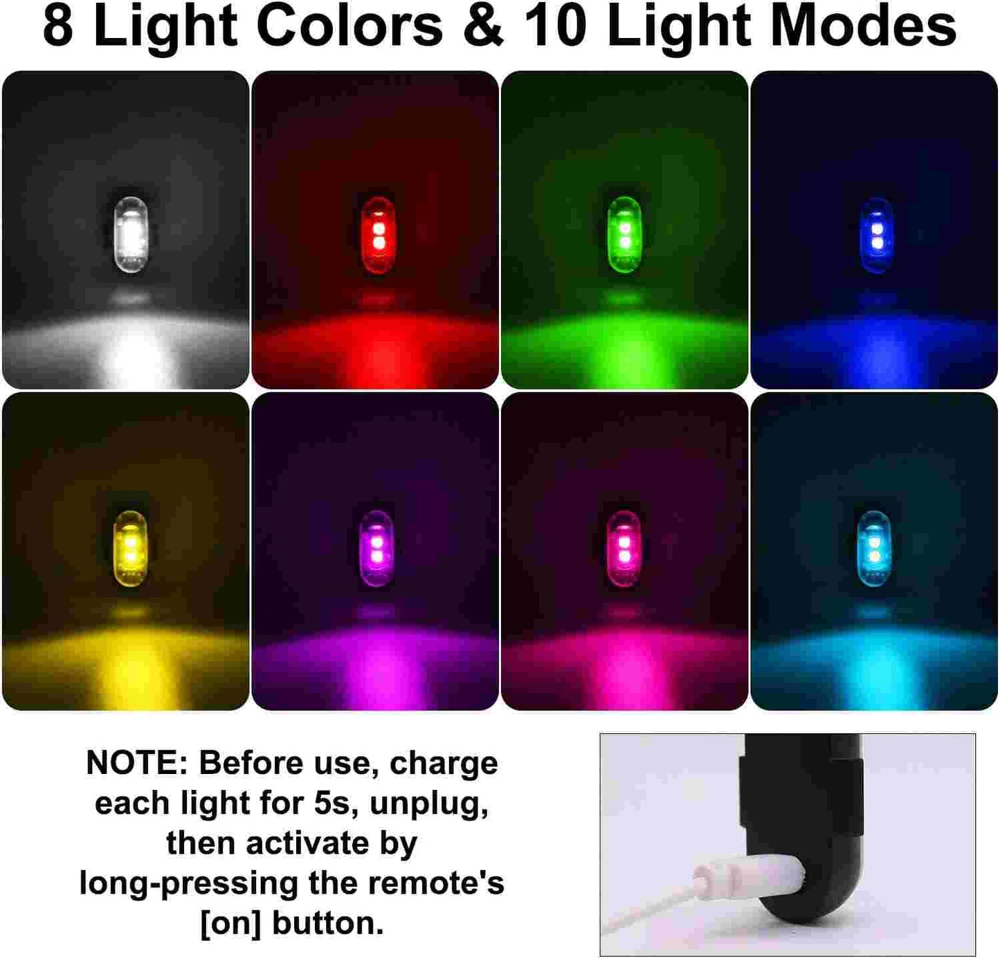 Universal Wireless Remote Control RGB LED Aircraft Strobe Lights