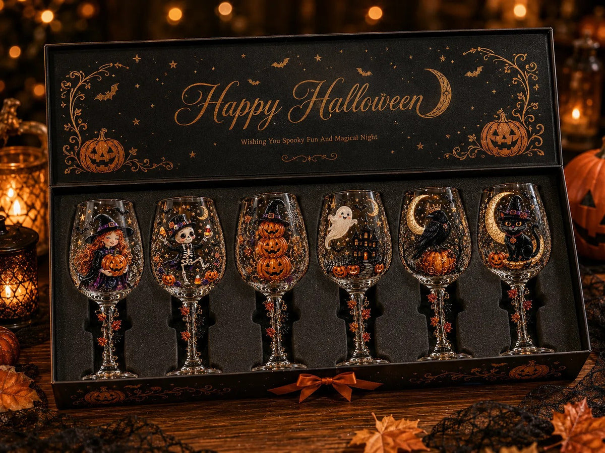 6-Piece 3D Christmas Wine Glass Gift Set – Festive Holiday Goblets