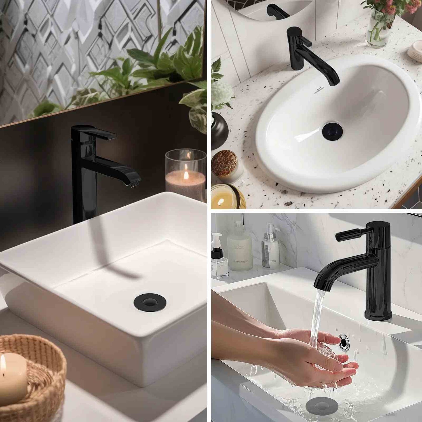 Universal 3-in-1 Bathroom Sink Drain Strainer