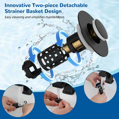 Universal 3-in-1 Bathroom Sink Drain Strainer