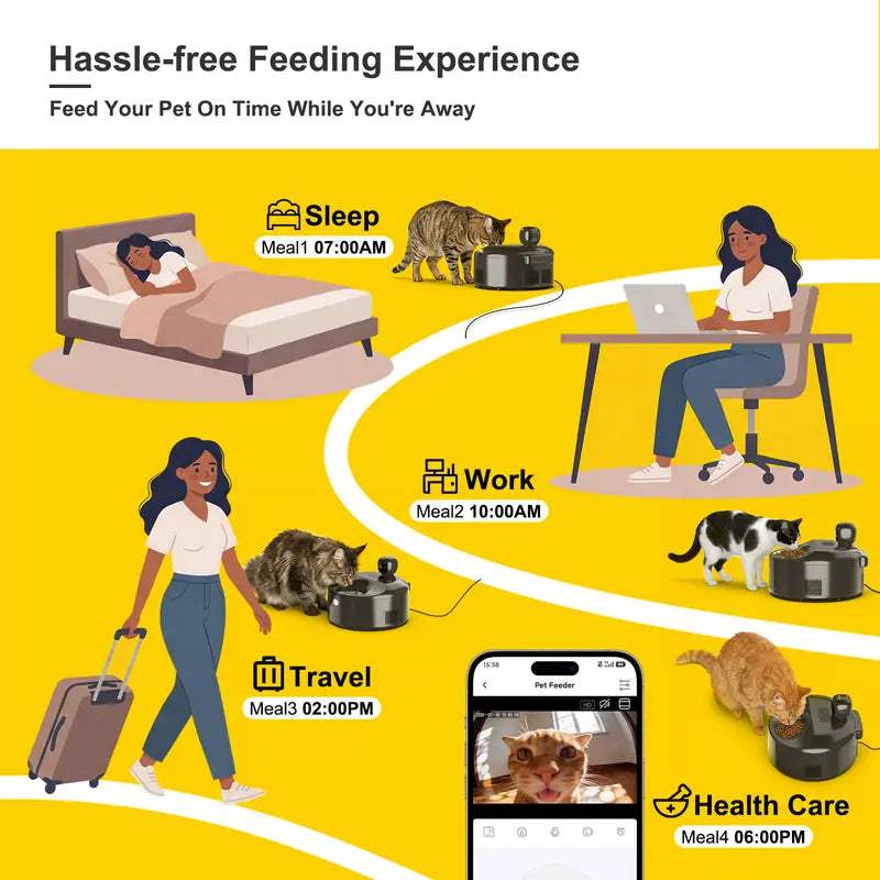 Smart Refrigerated Wet Food Cat Feeder with Camera