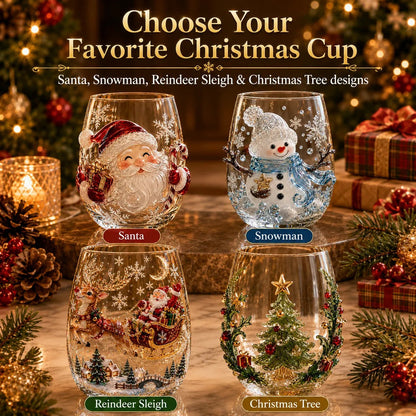 6-Piece 3D Christmas Wine Glass Gift Set – Festive Holiday Goblets