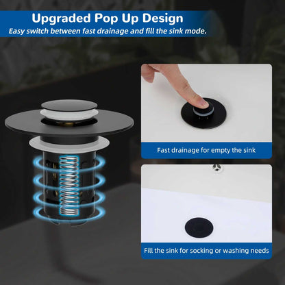 Universal 3-in-1 Bathroom Sink Drain Strainer