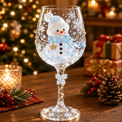 6-Piece 3D Christmas Wine Glass Gift Set – Festive Holiday Goblets