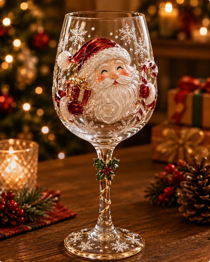 6-Piece 3D Christmas Wine Glass Gift Set – Festive Holiday Goblets