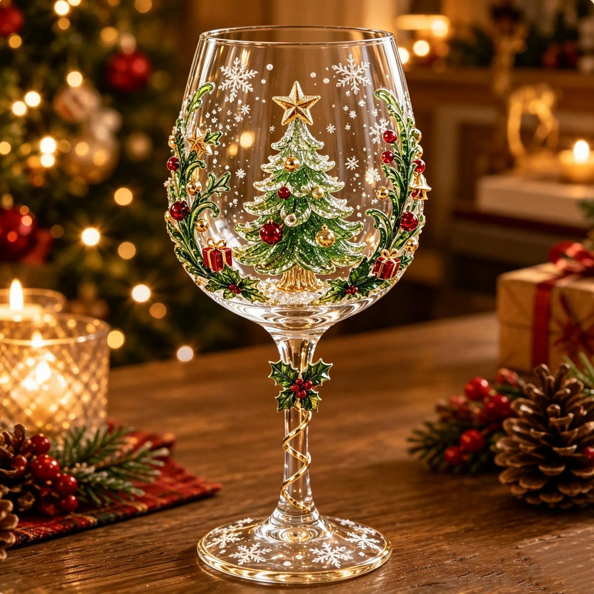 6-Piece 3D Christmas Wine Glass Gift Set – Festive Holiday Goblets