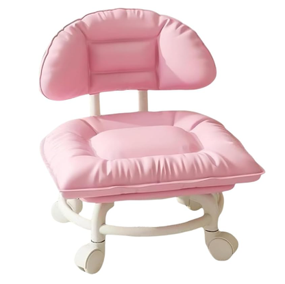 360° Swivel Rolling Low Stool with Backrest | Silent Wheeled Ergonomic Low Seat for Garage, Home, Salon & Baby Care