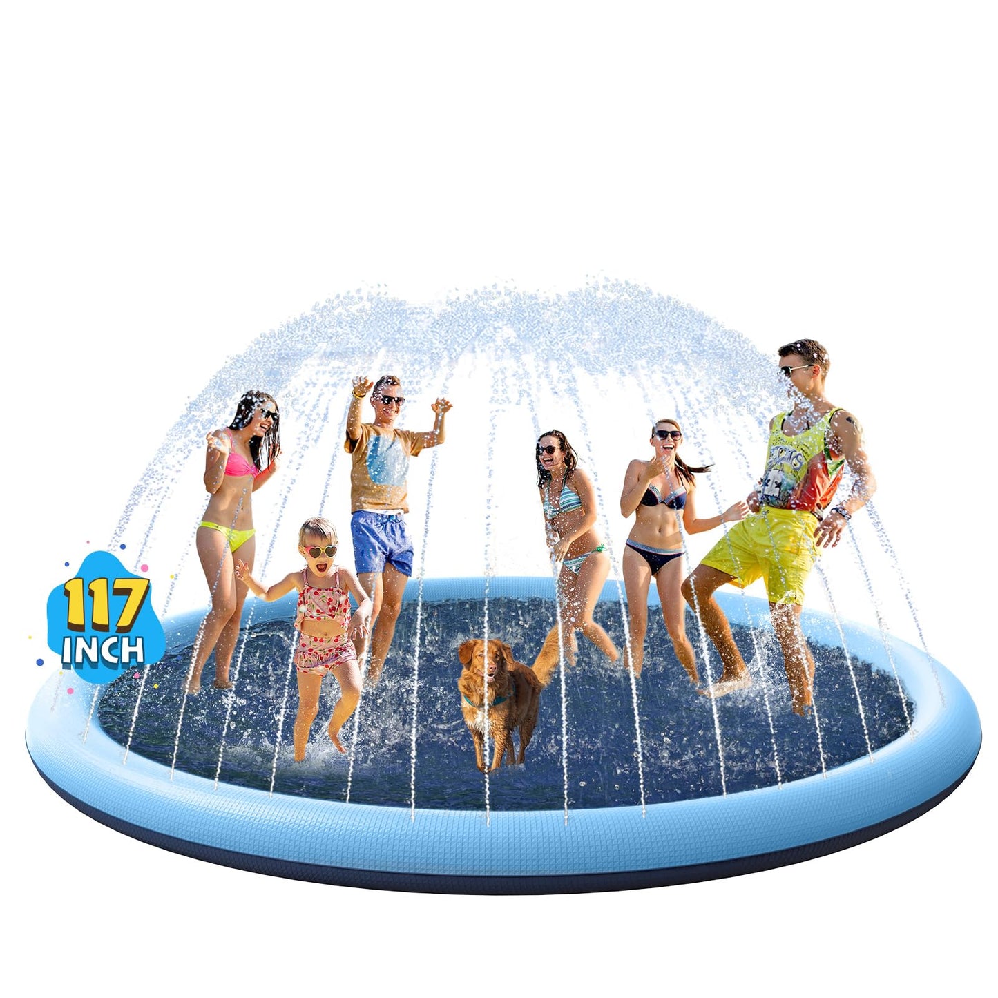 Non-Slip Splash Pad for Kids and Dog, Thicken Sprinkler Pool Summer Outdoor Water Toys - Fun Backyard Fountain Play Mat for Baby Girls Boys Children or Pet Dog