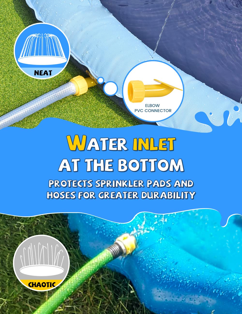 Non-Slip Splash Pad for Kids and Dog, Thicken Sprinkler Pool Summer Outdoor Water Toys - Fun Backyard Fountain Play Mat for Baby Girls Boys Children or Pet Dog