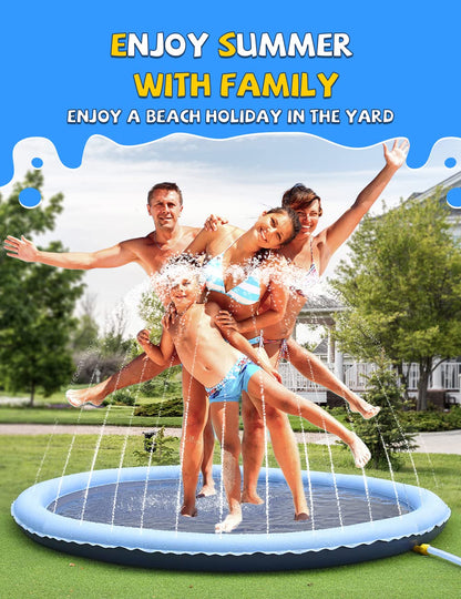 Non-Slip Splash Pad for Kids and Dog, Thicken Sprinkler Pool Summer Outdoor Water Toys - Fun Backyard Fountain Play Mat for Baby Girls Boys Children or Pet Dog