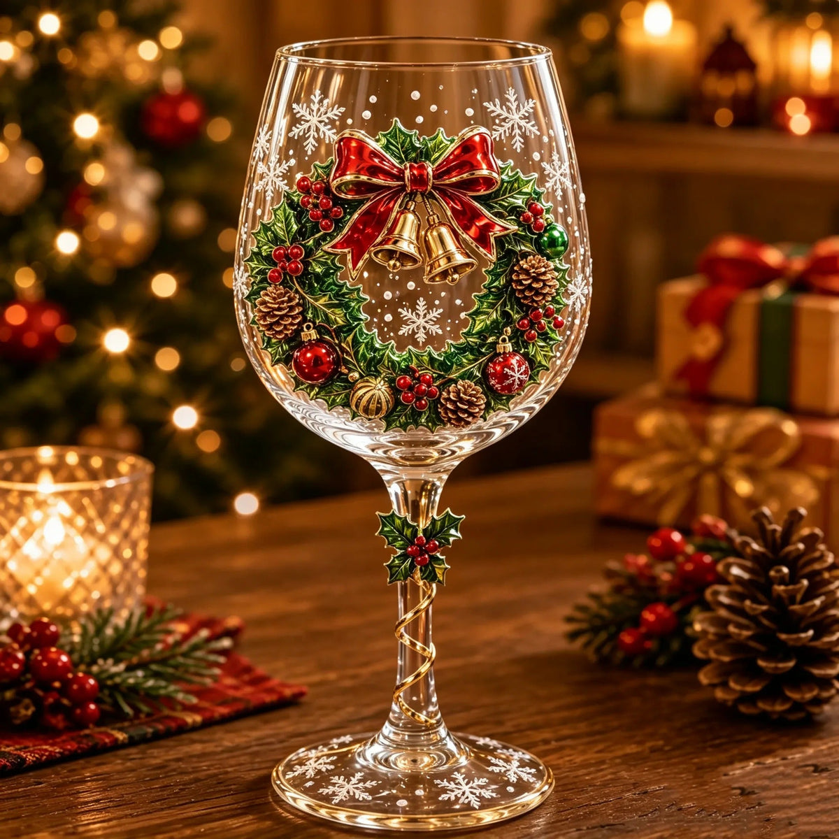 6-Piece 3D Christmas Wine Glass Gift Set – Festive Holiday Goblets