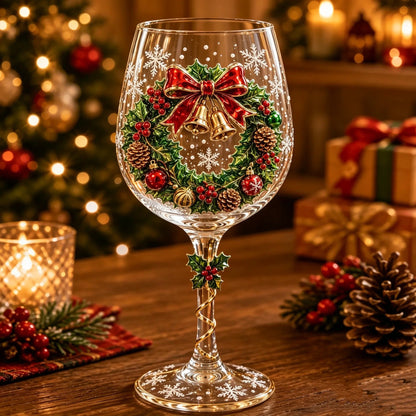 6-Piece 3D Christmas Wine Glass Gift Set – Festive Holiday Goblets