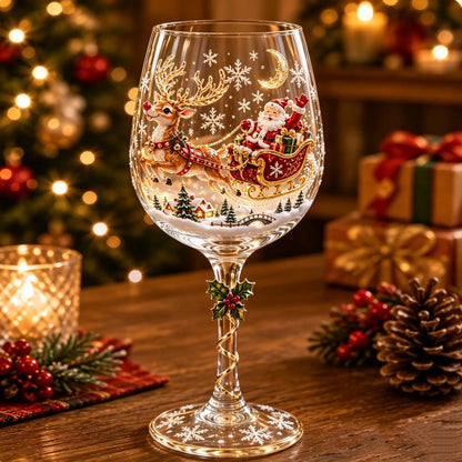 6-Piece 3D Christmas Wine Glass Gift Set – Festive Holiday Goblets