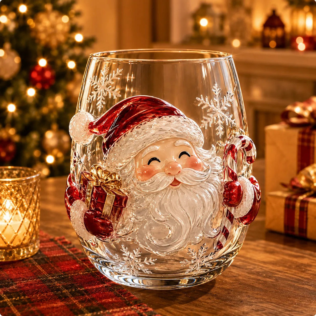6-Piece 3D Christmas Wine Glass Gift Set – Festive Holiday Goblets