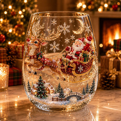 6-Piece 3D Christmas Wine Glass Gift Set – Festive Holiday Goblets