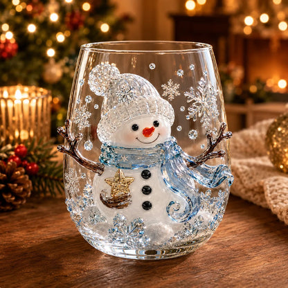 6-Piece 3D Christmas Wine Glass Gift Set – Festive Holiday Goblets