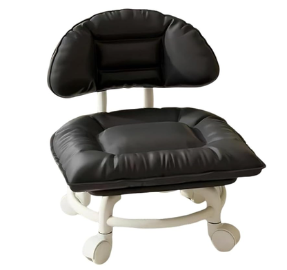 360° Swivel Rolling Low Stool with Backrest | Silent Wheeled Ergonomic Low Seat for Garage, Home, Salon & Baby Care