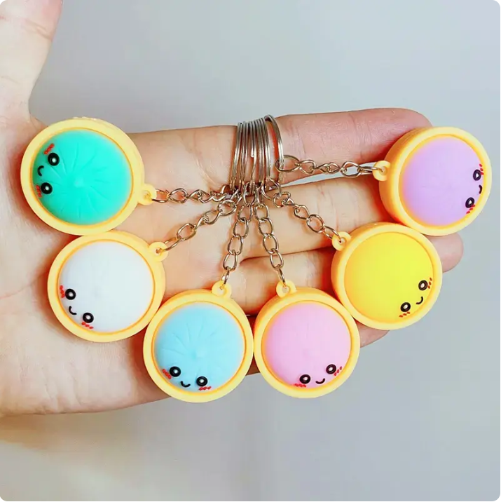 Squeeze Away Stress with theLight-Up Dumpling FidgetKeychain!