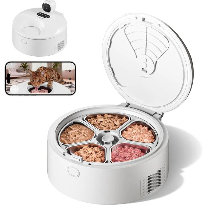 Smart Refrigerated Wet Food Cat Feeder with Camera