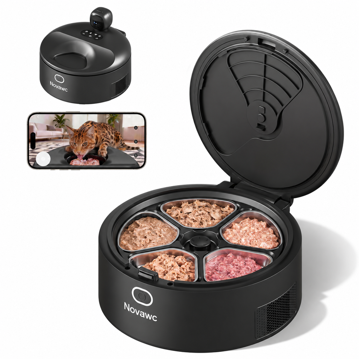 Smart Refrigerated Wet Food Cat Feeder with Camera