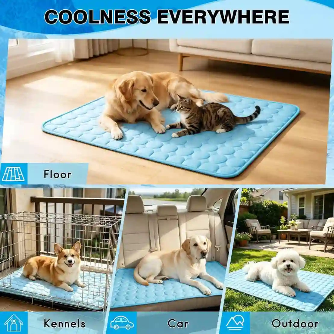 Pet Cooling Mat – Instant Ice Silk Technology For Maximum Summer Comfort