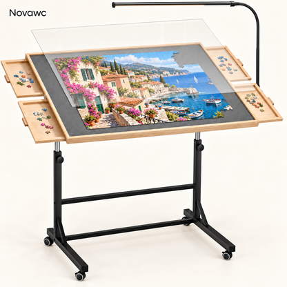 Novawc™ Adjustable Puzzle Table with LED Light & 4 Sorting Drawers